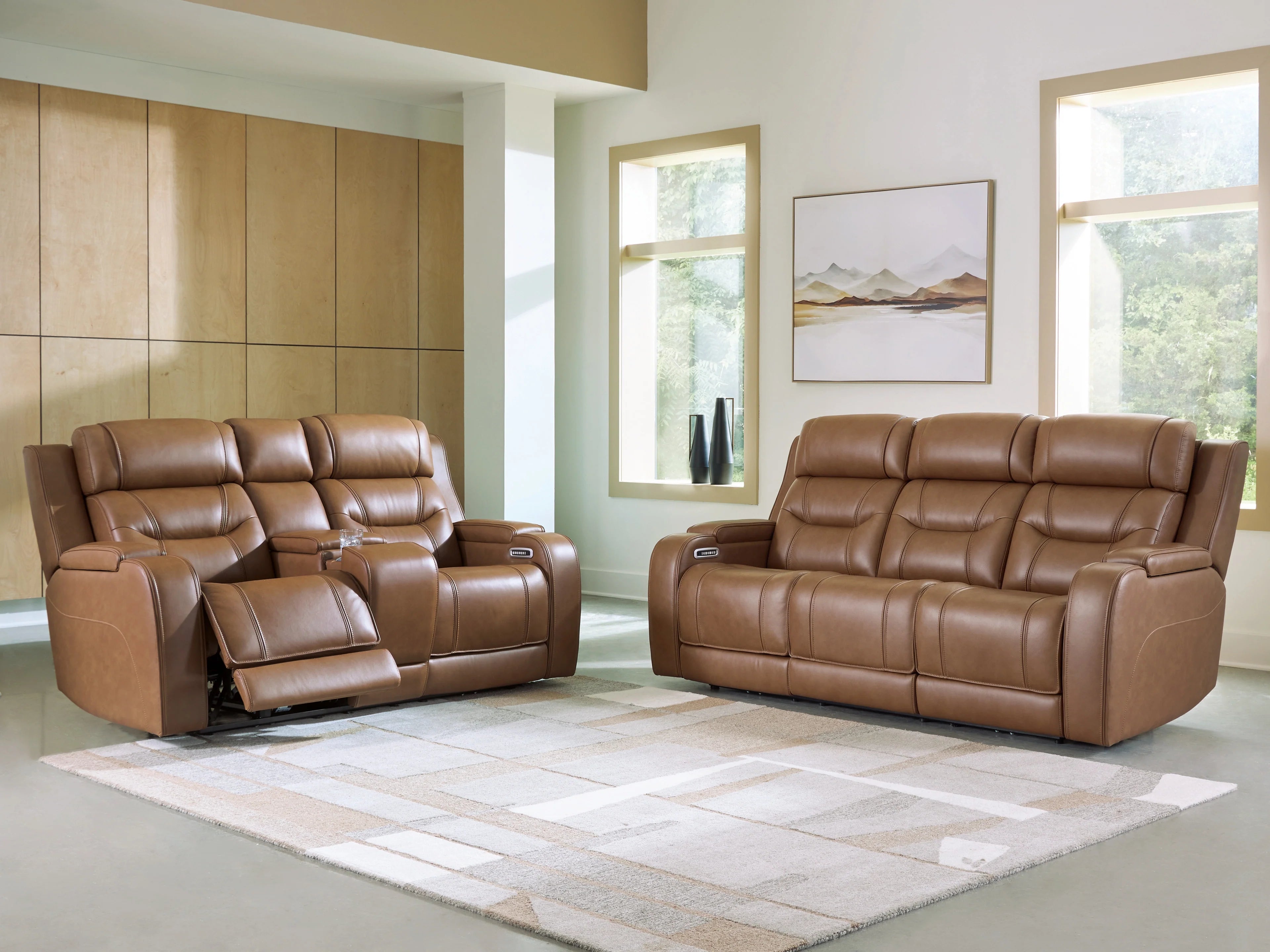 Knightington Caramel 3-Pieces Power Reclining Living Room Set with Audio Seating