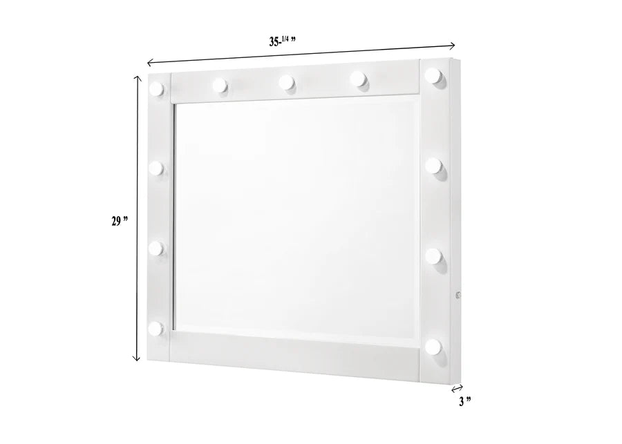 Juego de tocador Avery White con espejo iluminado