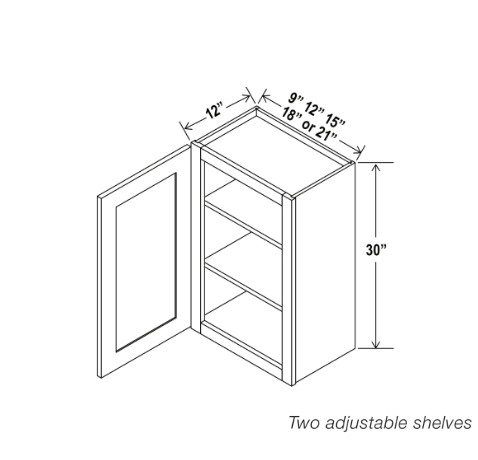 White Shaker 30″ H Single Door Wall Cabinet
