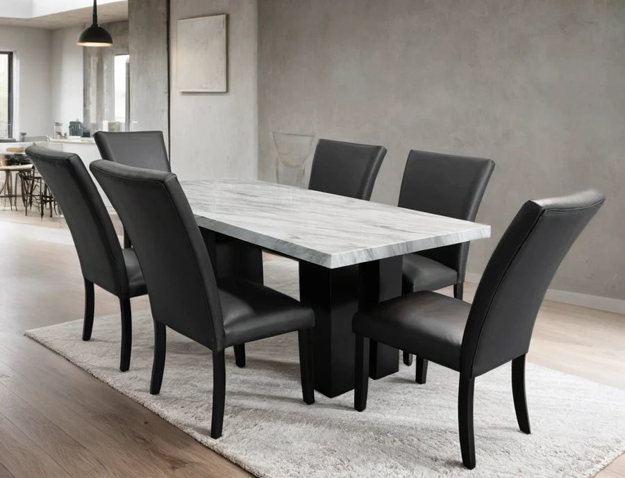 Solna Black Dining Table with 6 Side Chairs