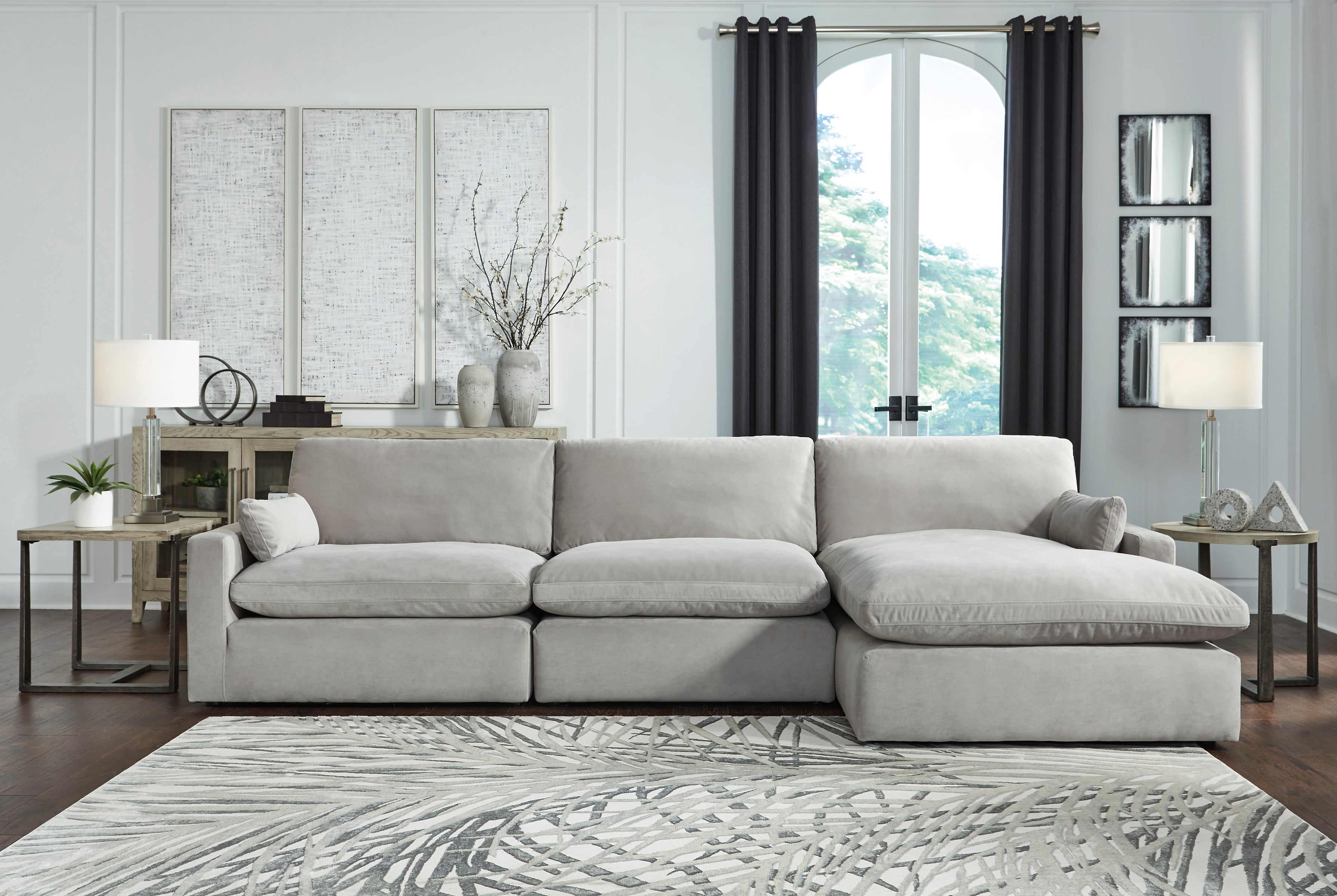 Sophie Gray 3-Piece RAF Sofa Chaise