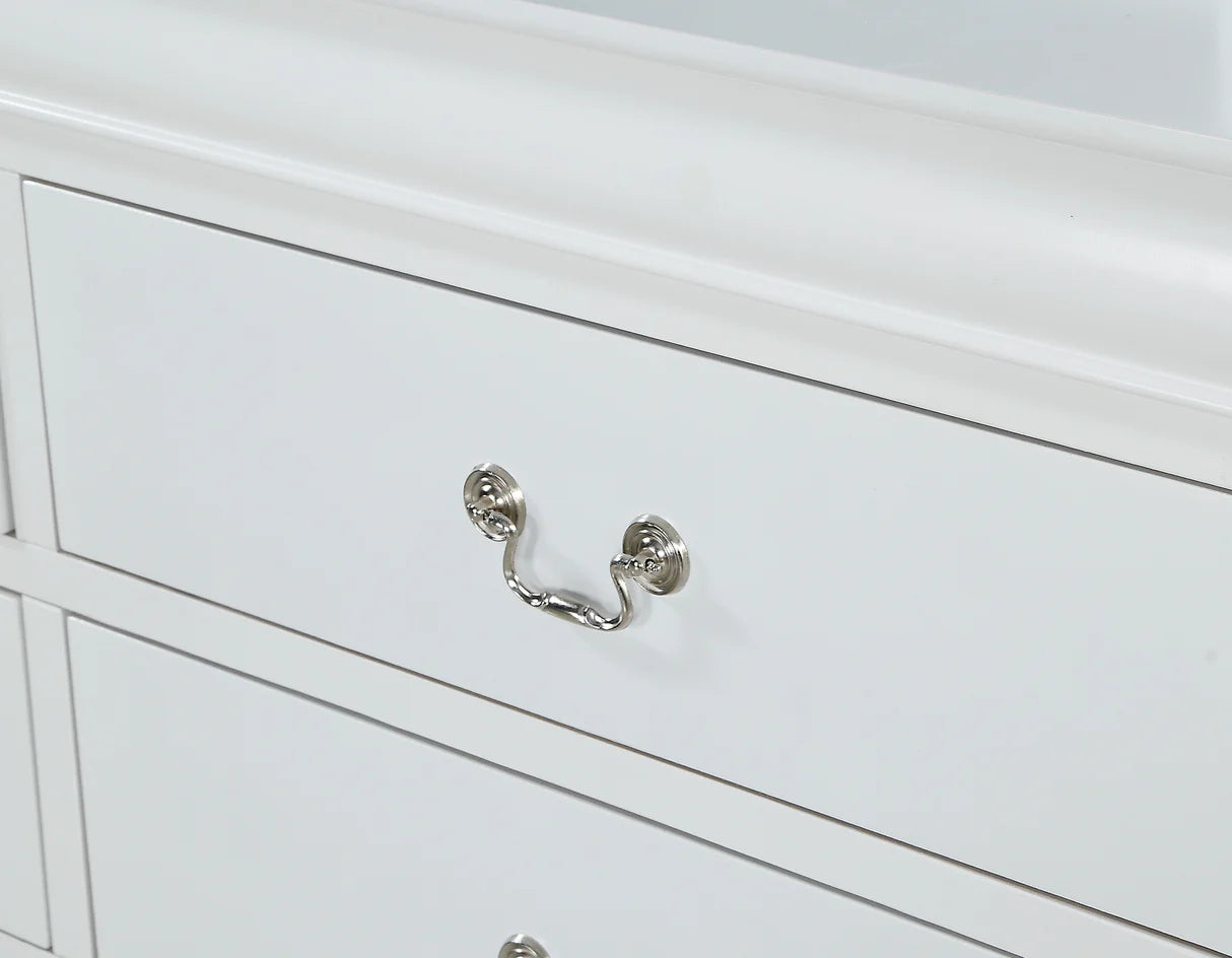 Conjunto de dormitorio juvenil Louis Philip White Sleigh