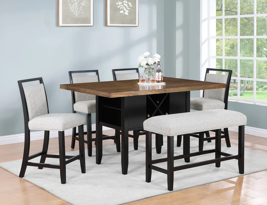 Juego de comedor Dary negro/marrón de altura de mostrador