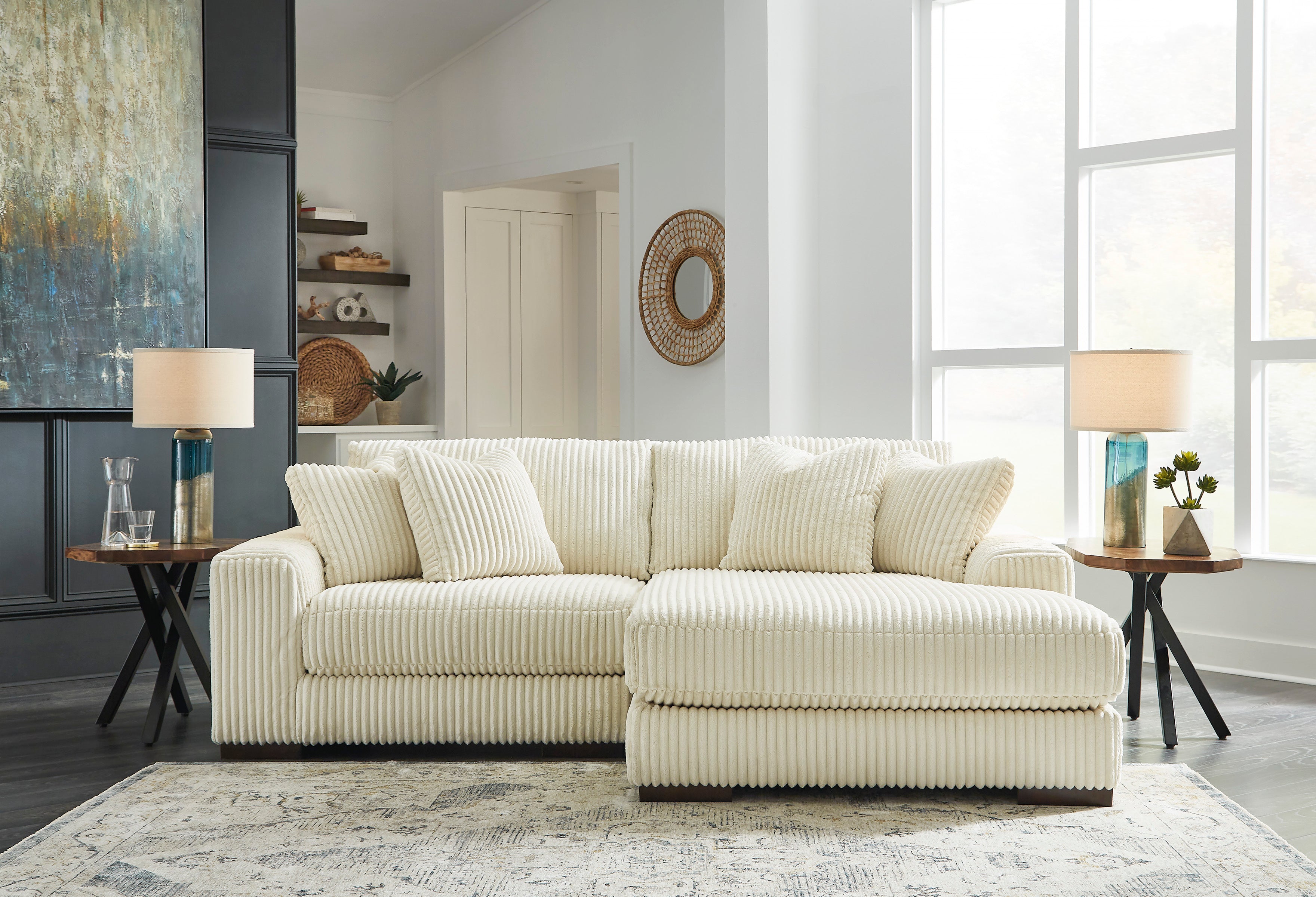 Lindyn Ivory 2-Piece Sofa Chaise
