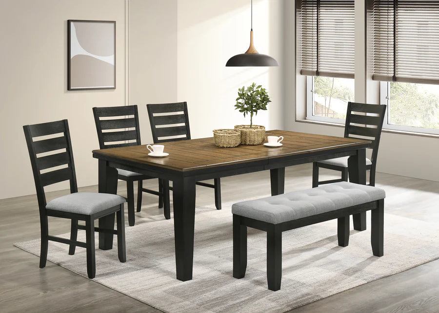 Juego de comedor extensible Bardstown color carbón y trigo