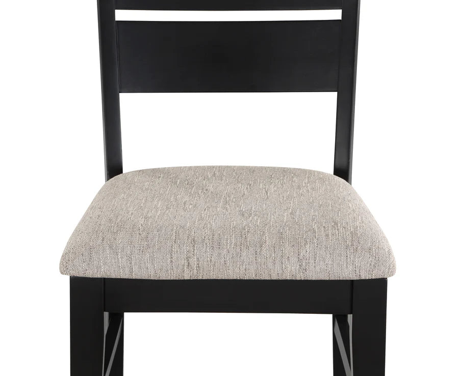 Juego de comedor redondo Mathis negro/gris