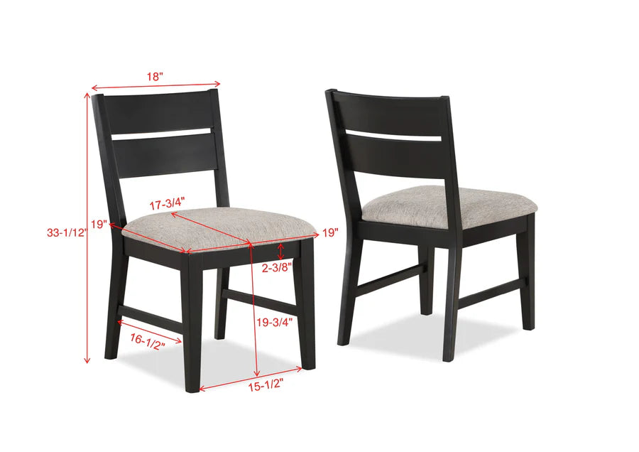Juego de comedor redondo Mathis negro/gris