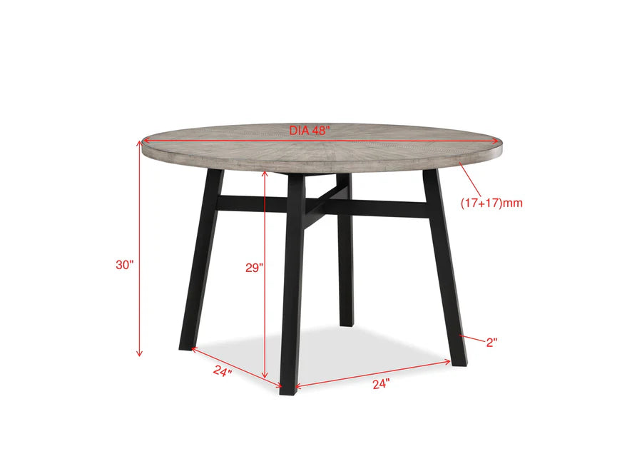 Juego de comedor redondo Mathis negro/gris