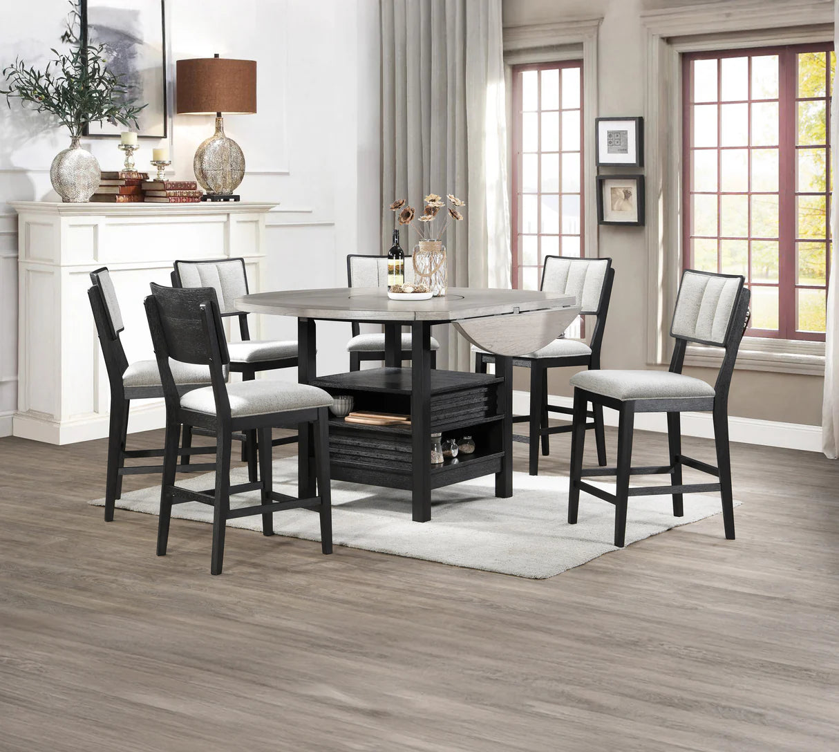 Cline Light Gray Counter Height Dining Set
