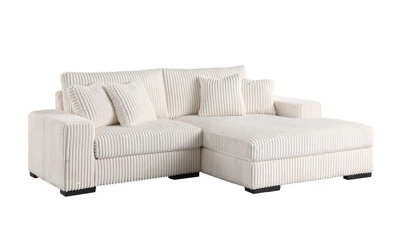 Comfy Ivory 2-Piece Sectional Loveseat with Chaise