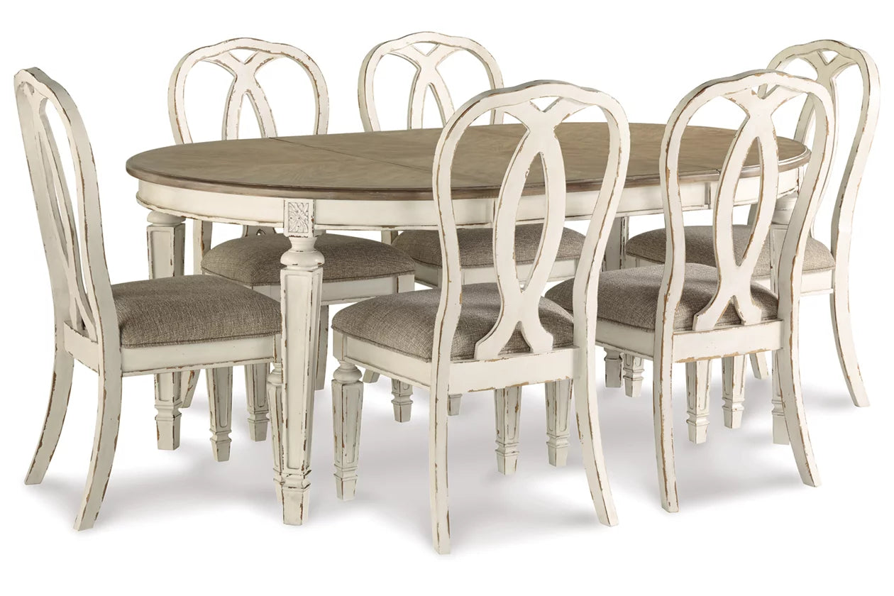 Realyn Chipped White Extendable Round/Oval Ribbon Dining Set