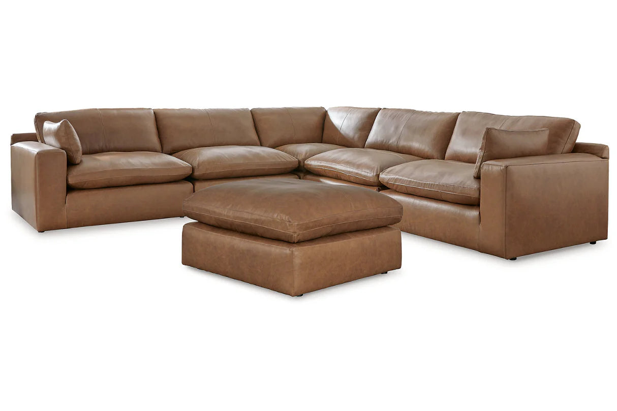 Seccional Emilia Caramel de 5 piezas con otomana