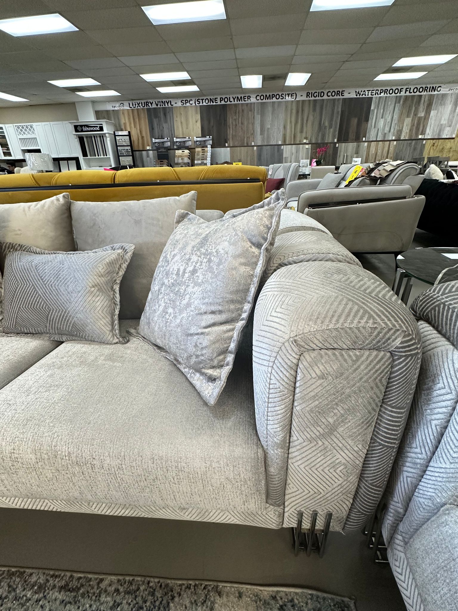 Santana Silver Velvet Sofa & Loveseat