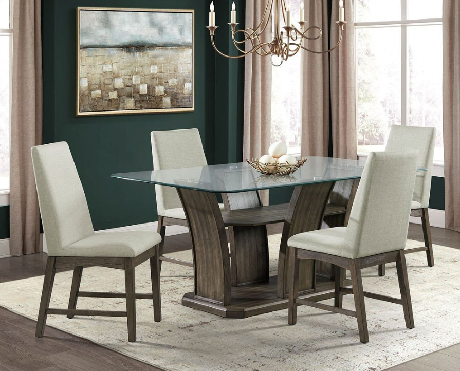 Juego de comedor rectangular elegante de 7 piezas (nogal)