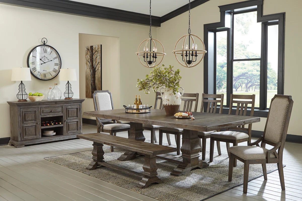 Wyndahl Rustic Brown Extendable Dining Set