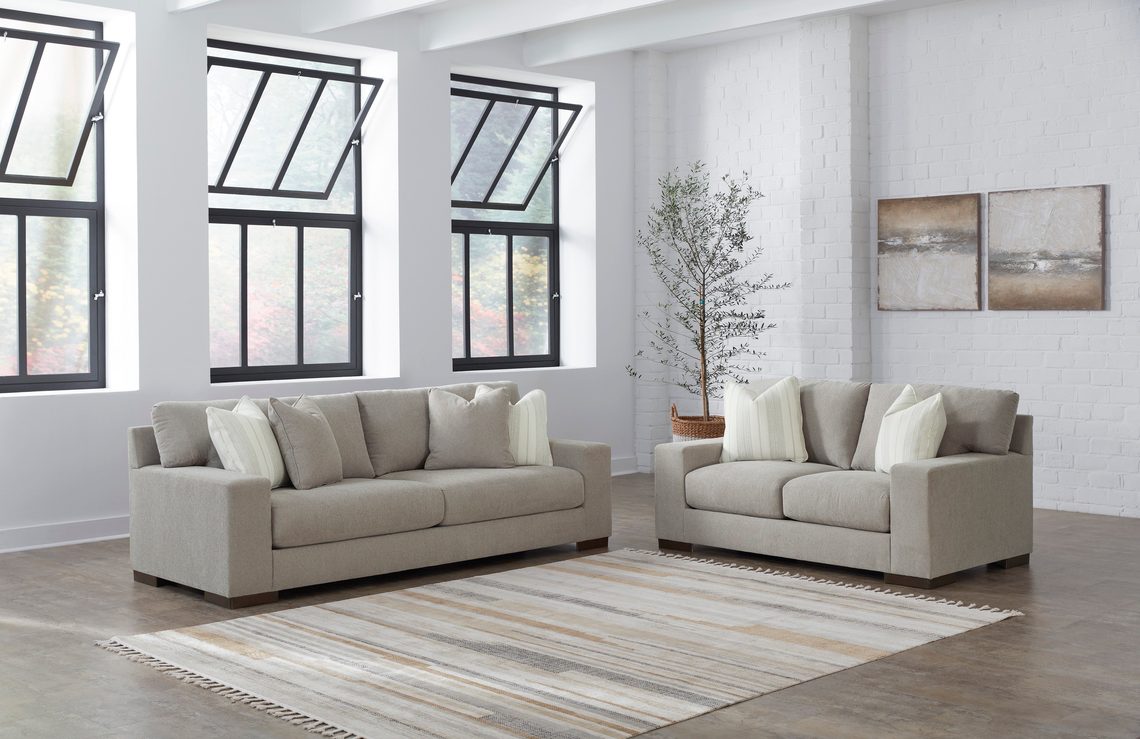 Maggie Sofa and Loveseat in Flax