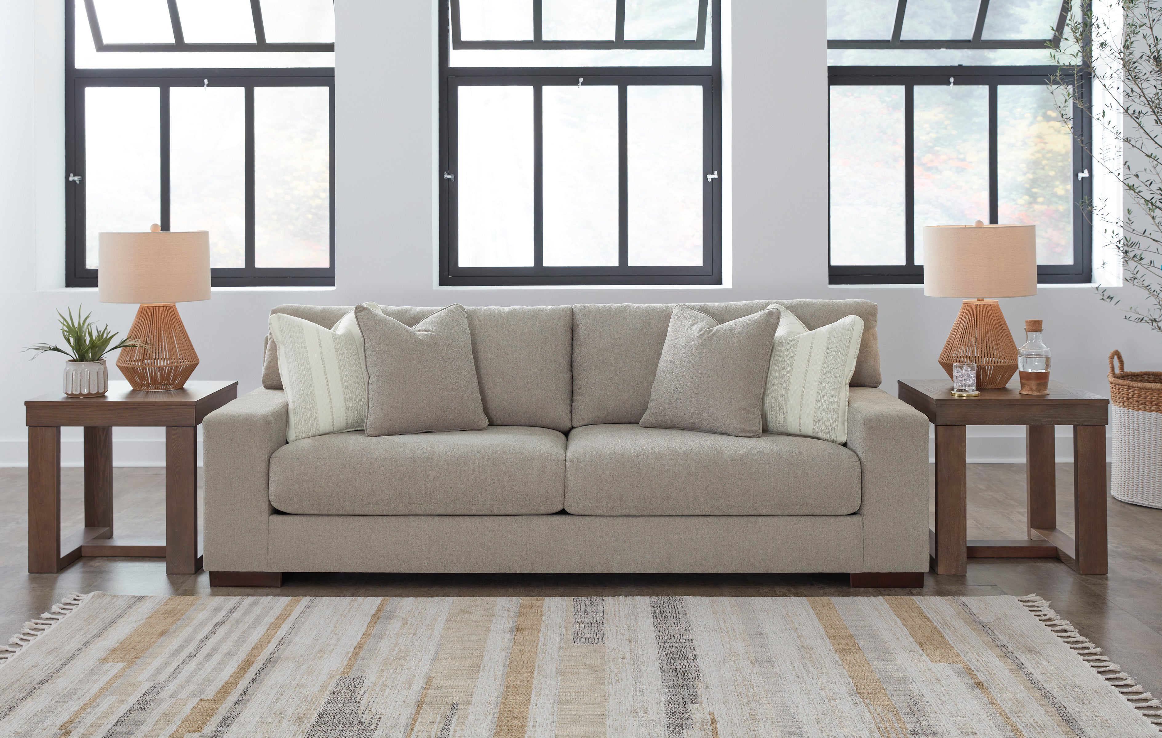 Maggie Sofa and Loveseat in Flax