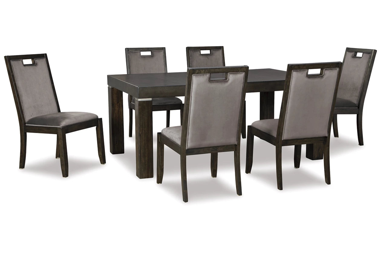 Hyndell Gray/Dark Brown Extendable Dining Set