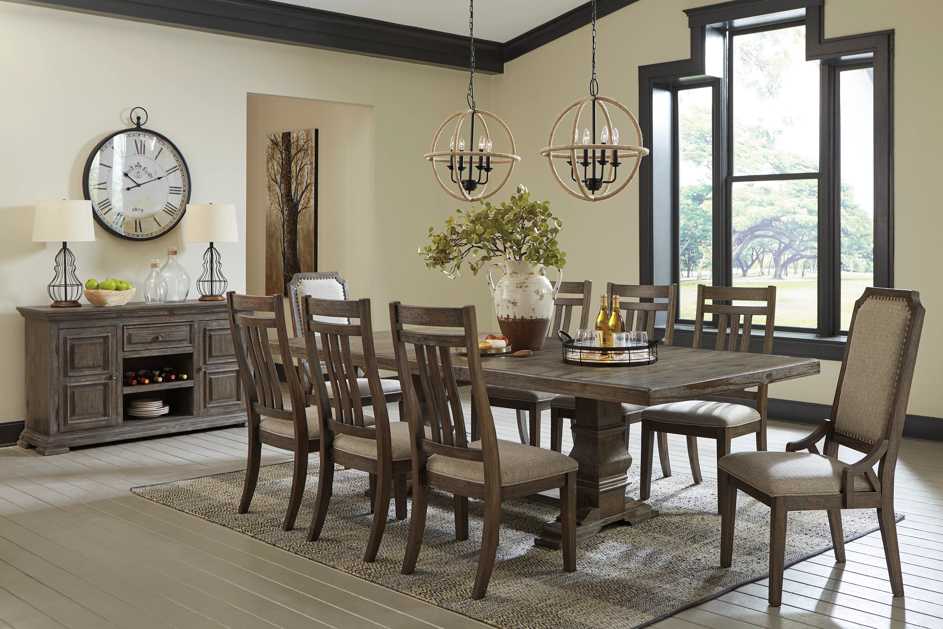 Wyndahl Rustic Brown Extendable Dining Set