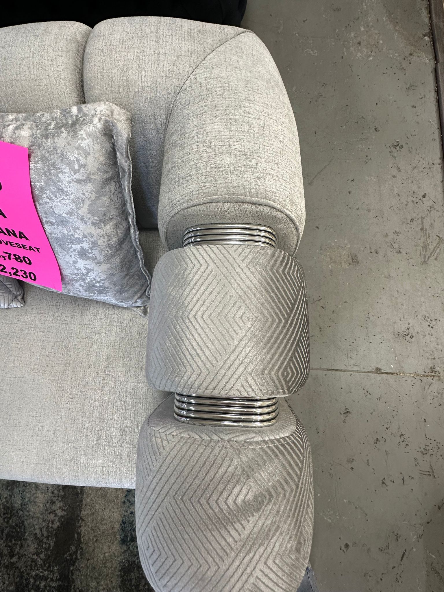 Santana Silver Velvet Sofa & Loveseat