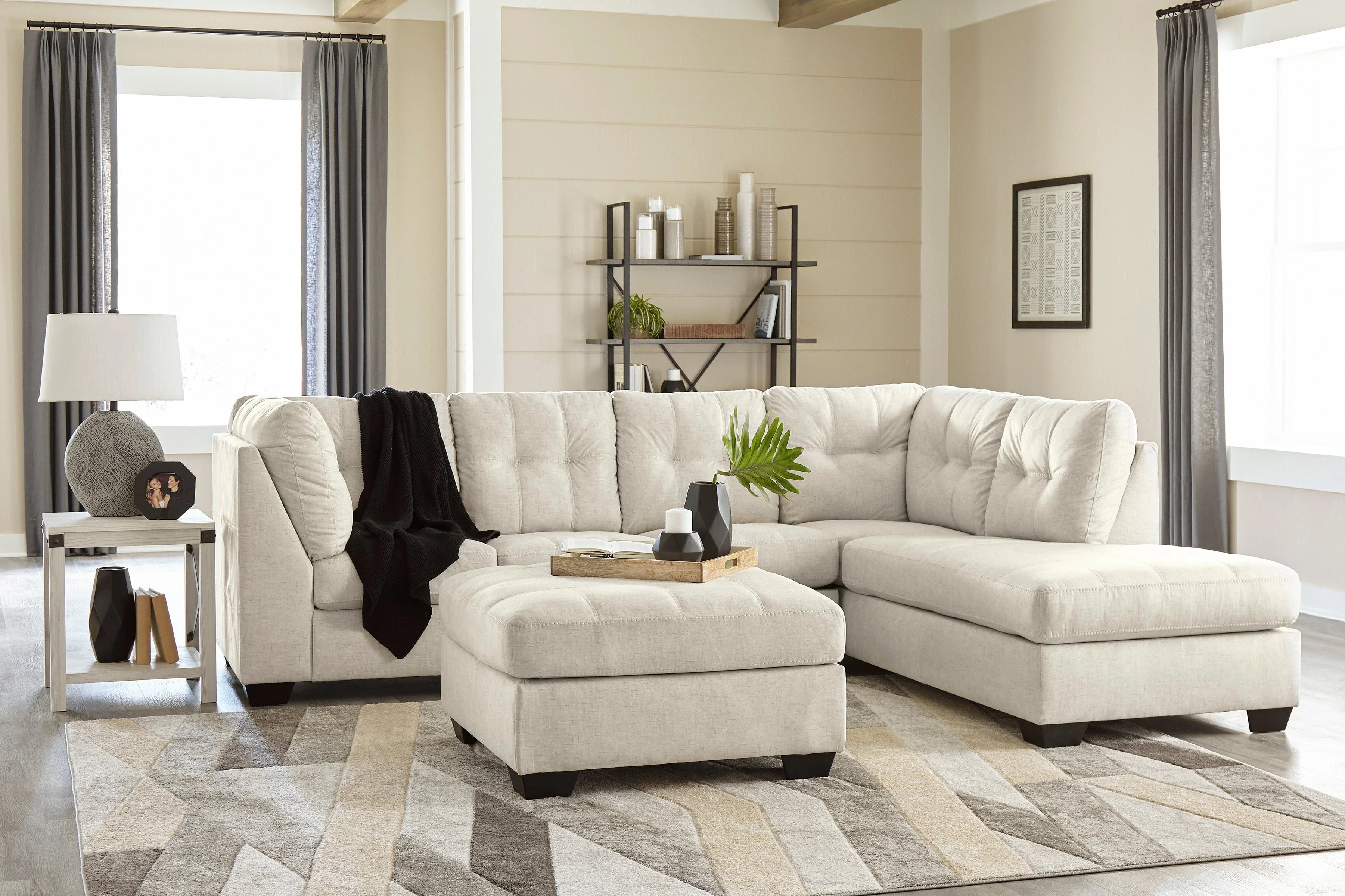 Falkirk Parchment 2-Piece Chaise Sectional RAF
