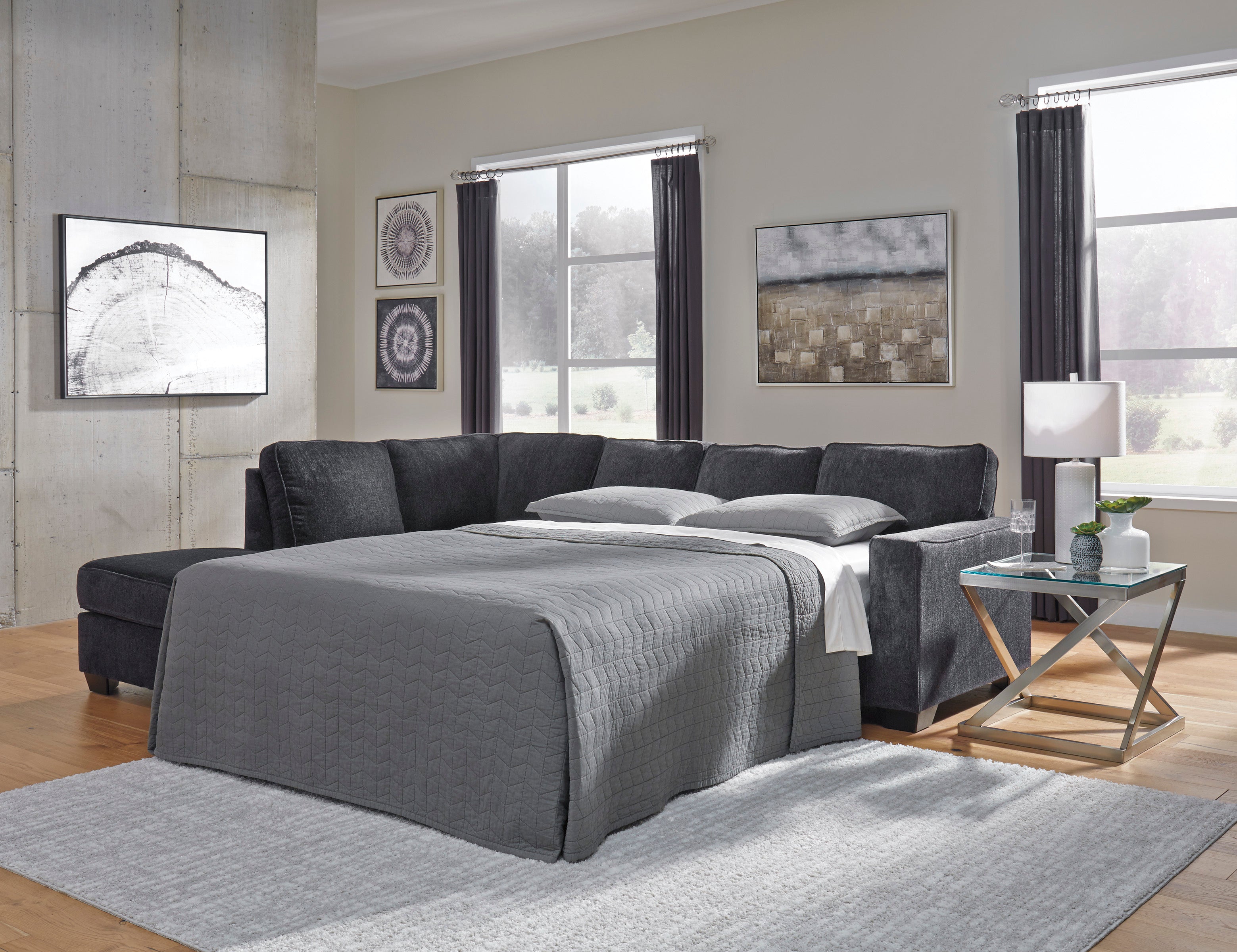 Altari Slate 2-Piece Chaise Sleeper Sectional