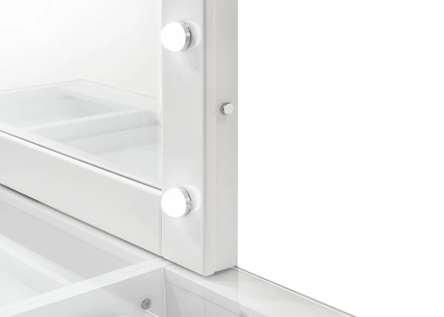 Juego de tocador Avery White con espejo iluminado