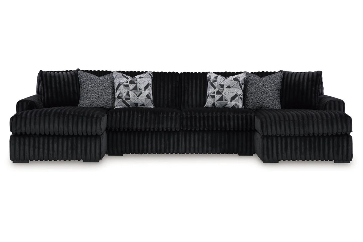 Seccional doble de 3 piezas con chaise longue Midnight-Madness Onyx