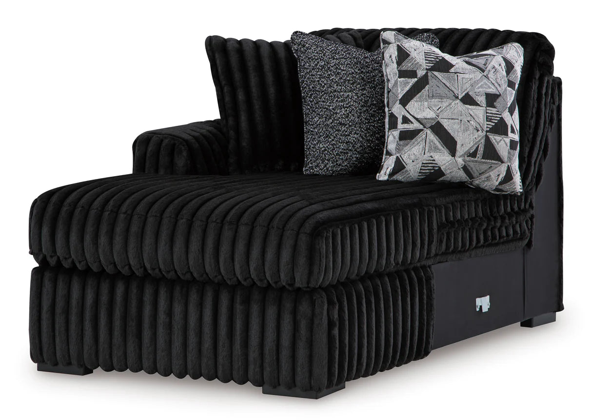 Seccional doble de 3 piezas con chaise longue Midnight-Madness Onyx