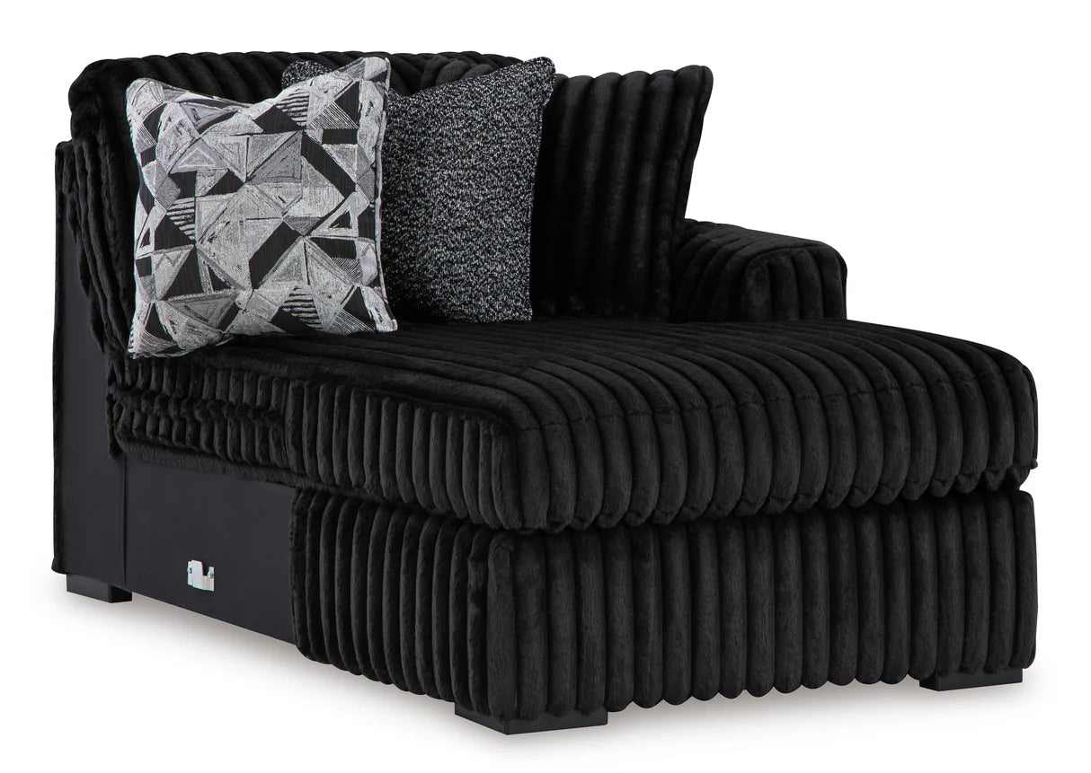 Seccional doble de 3 piezas con chaise longue Midnight-Madness Onyx