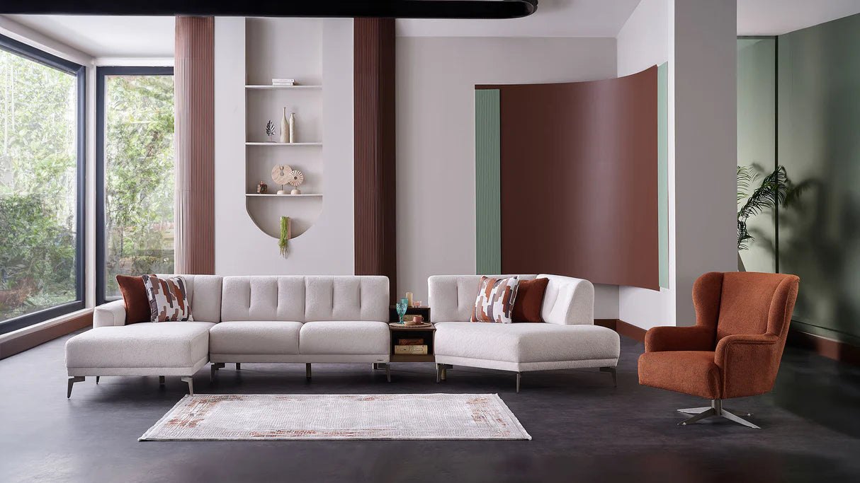 Seccional modular de 4 piezas Atlanta Pearl color marfil
