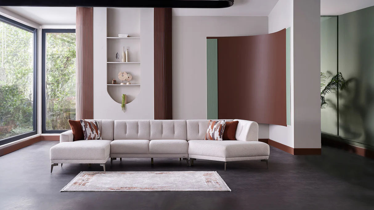 Seccional modular de 3 piezas Atlanta Pearl color marfil