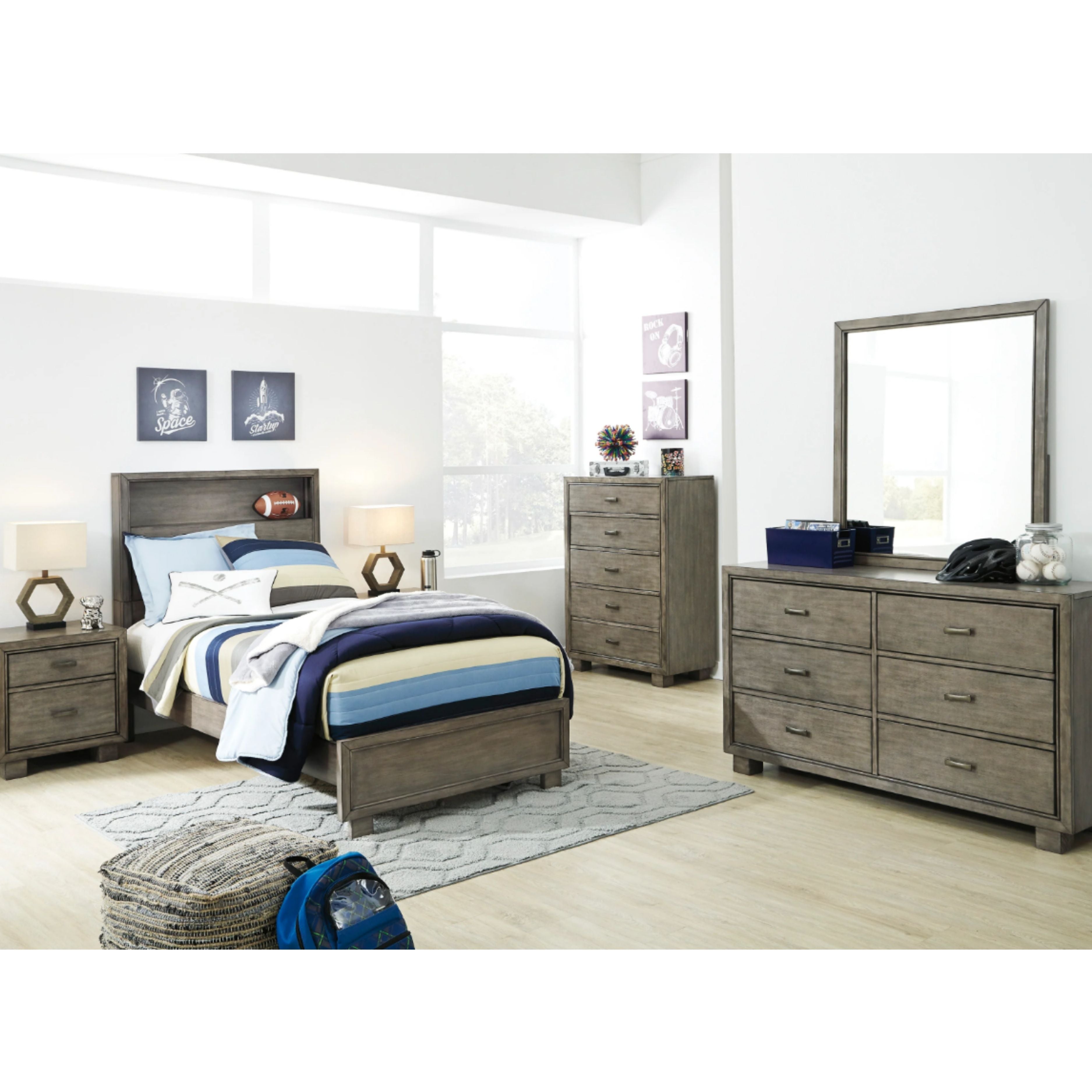 Arnett Gray Bookcase Panel Youth Bedroom Set