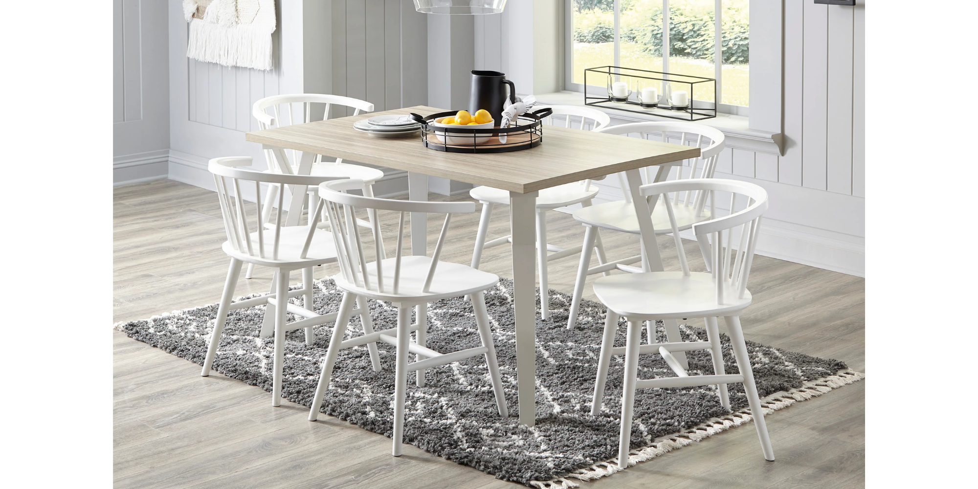 Grannen White Rectangular Dining Set