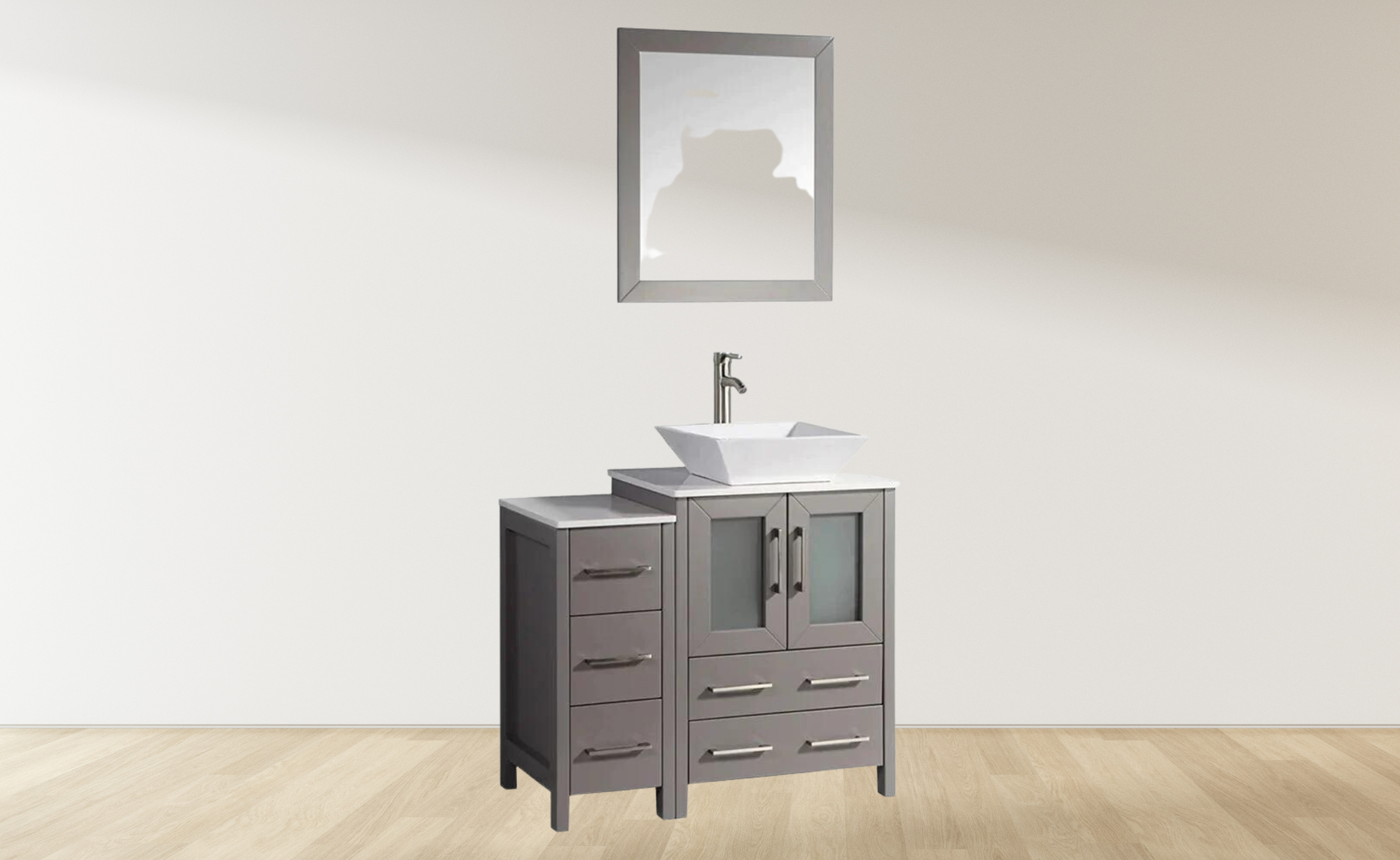 36 in. Single Sink Bathroom Vanity Combo Set in Gray - Decohub Home
