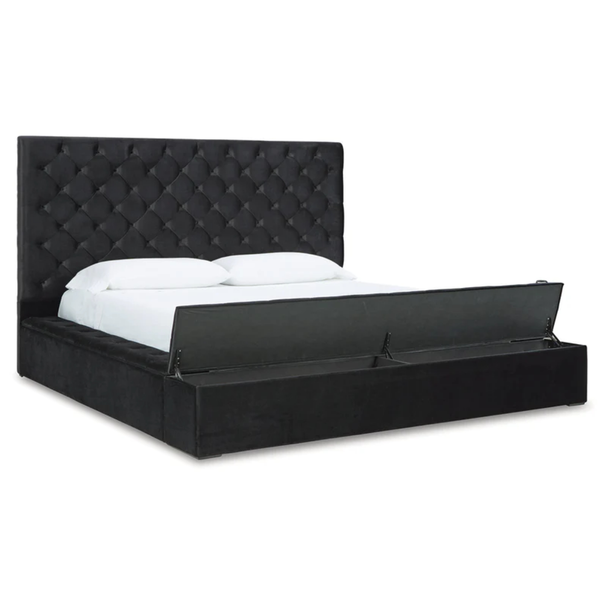 Lindenfield Black King Upholstered Bed with Storage