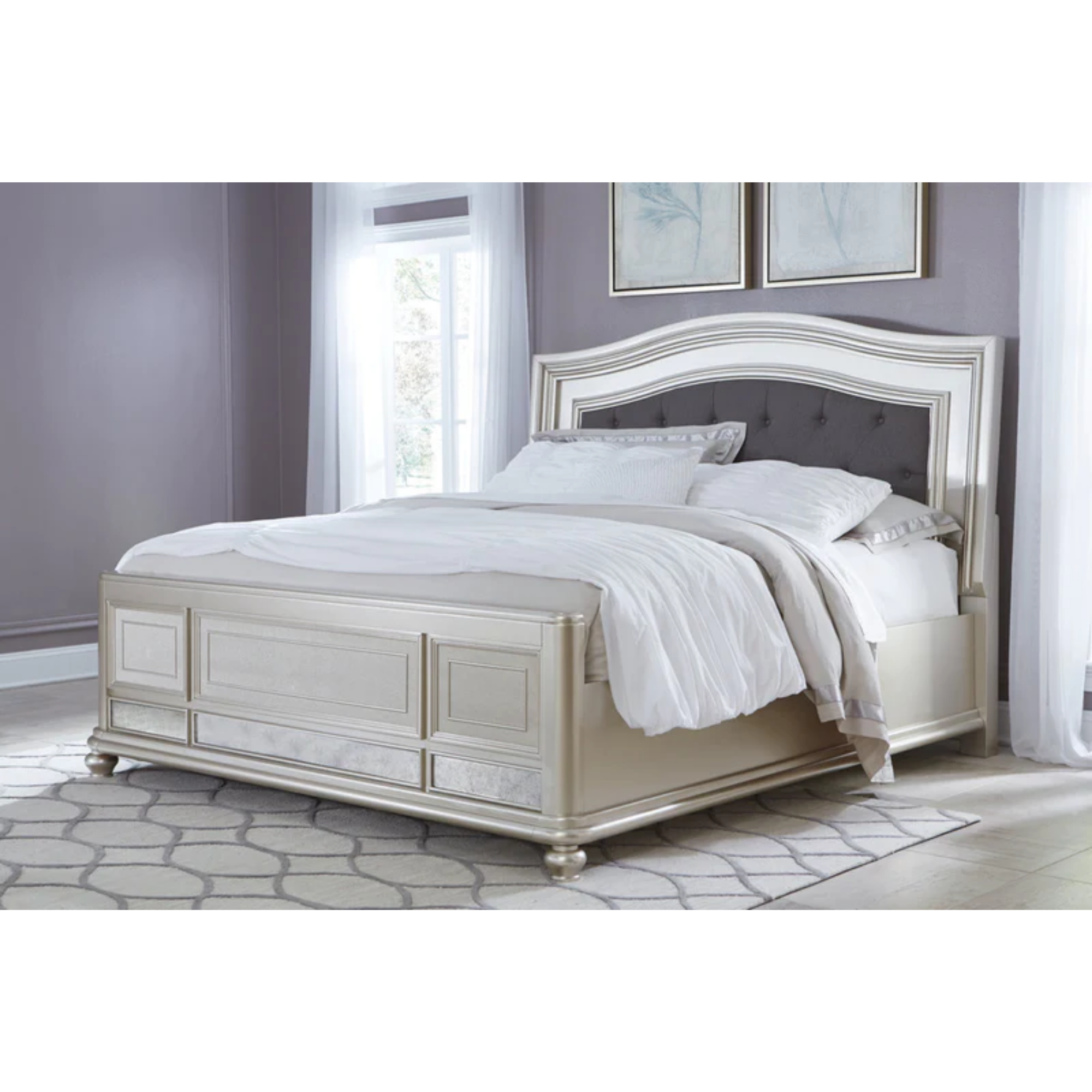 Coralayne Silver King Panel Bed