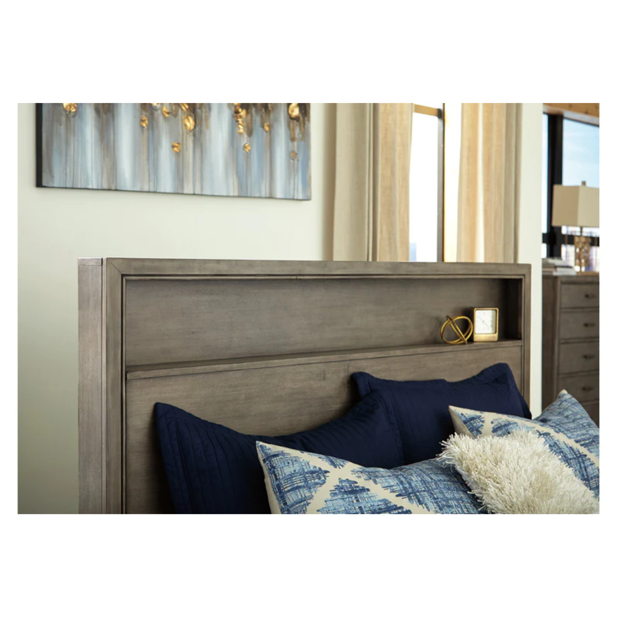 Arnett Gray King Bookcase Bed