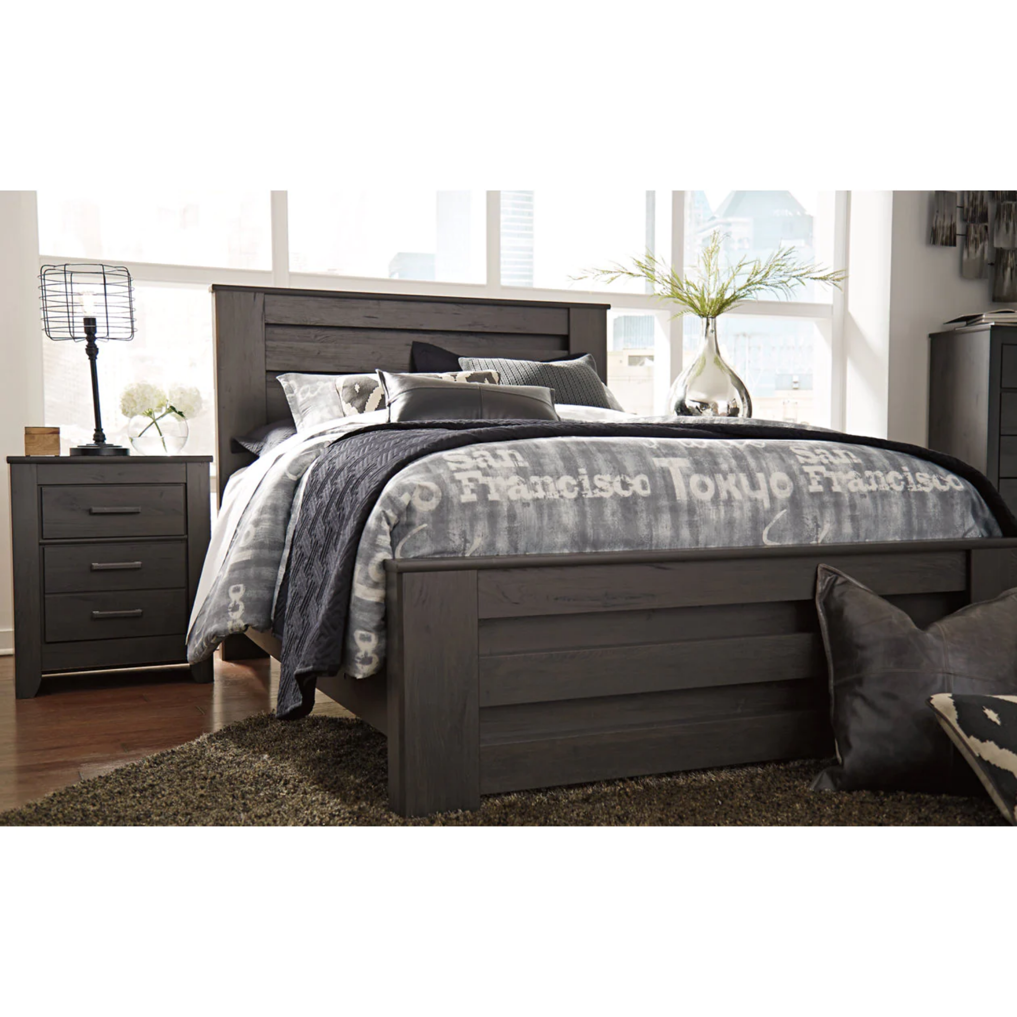 Brinxton Charcoal King Panel Bed