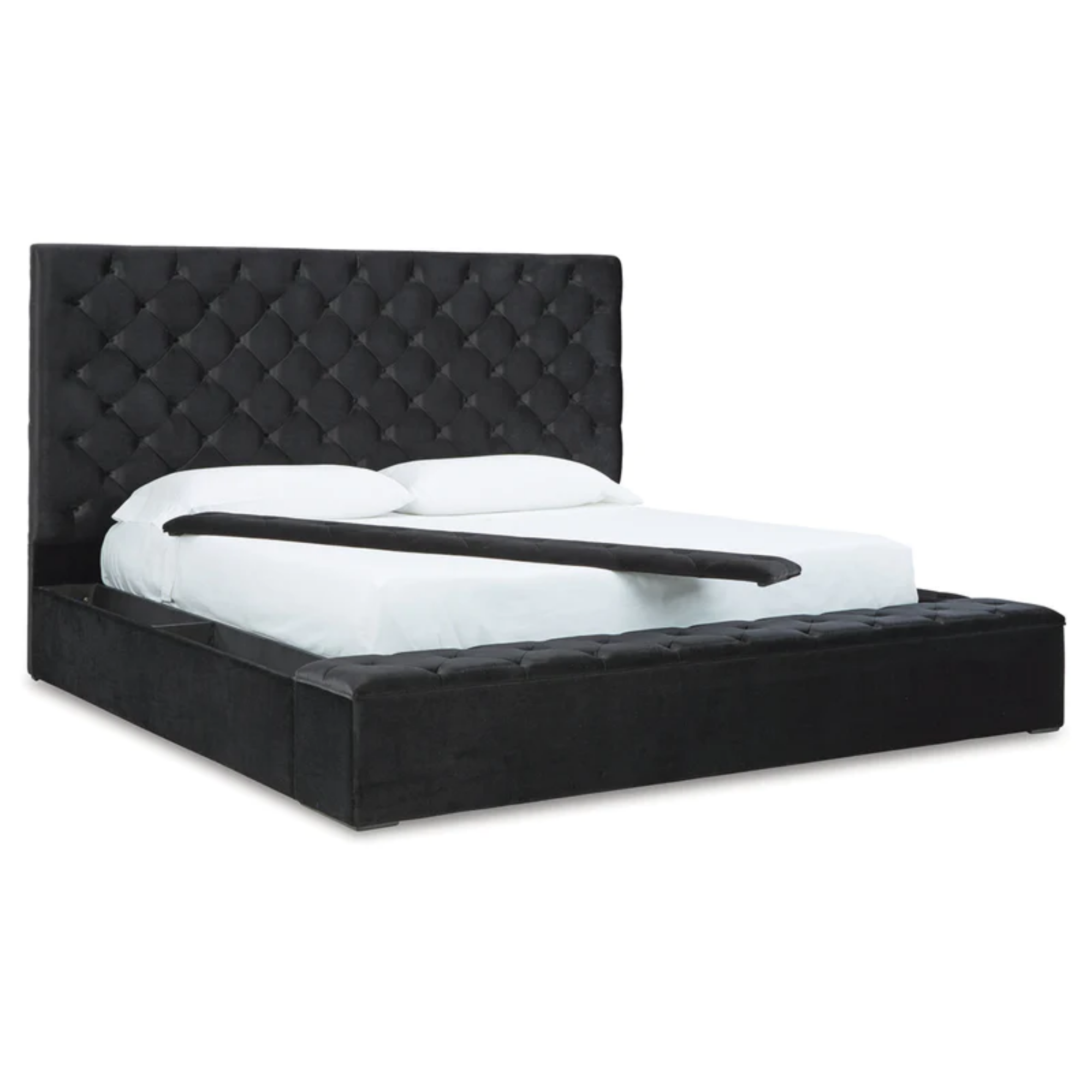 Lindenfield Black King Upholstered Bed with Storage