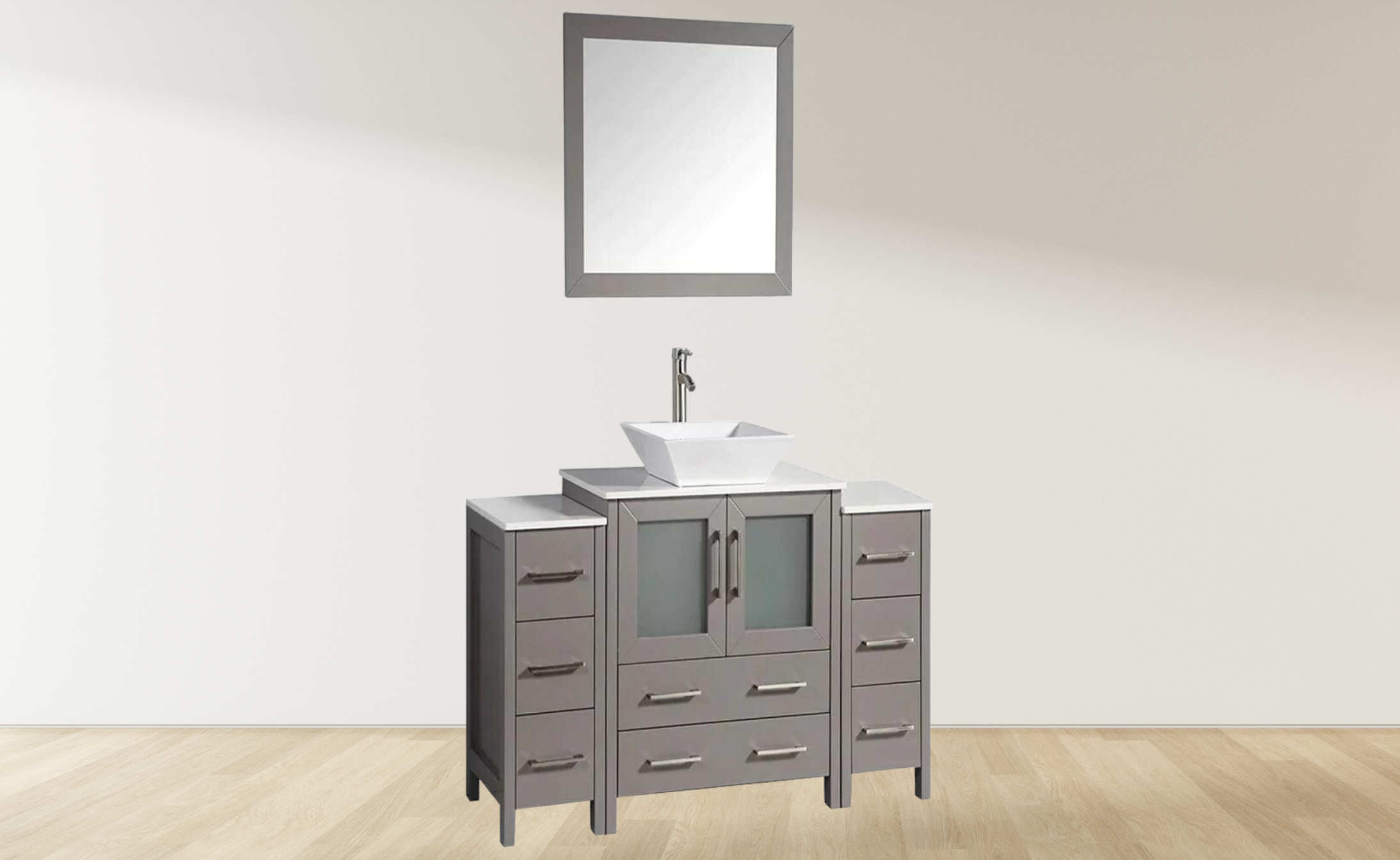 54 in. Single Sink Bathroom Vanity Combo Set in Gray - Decohub Home