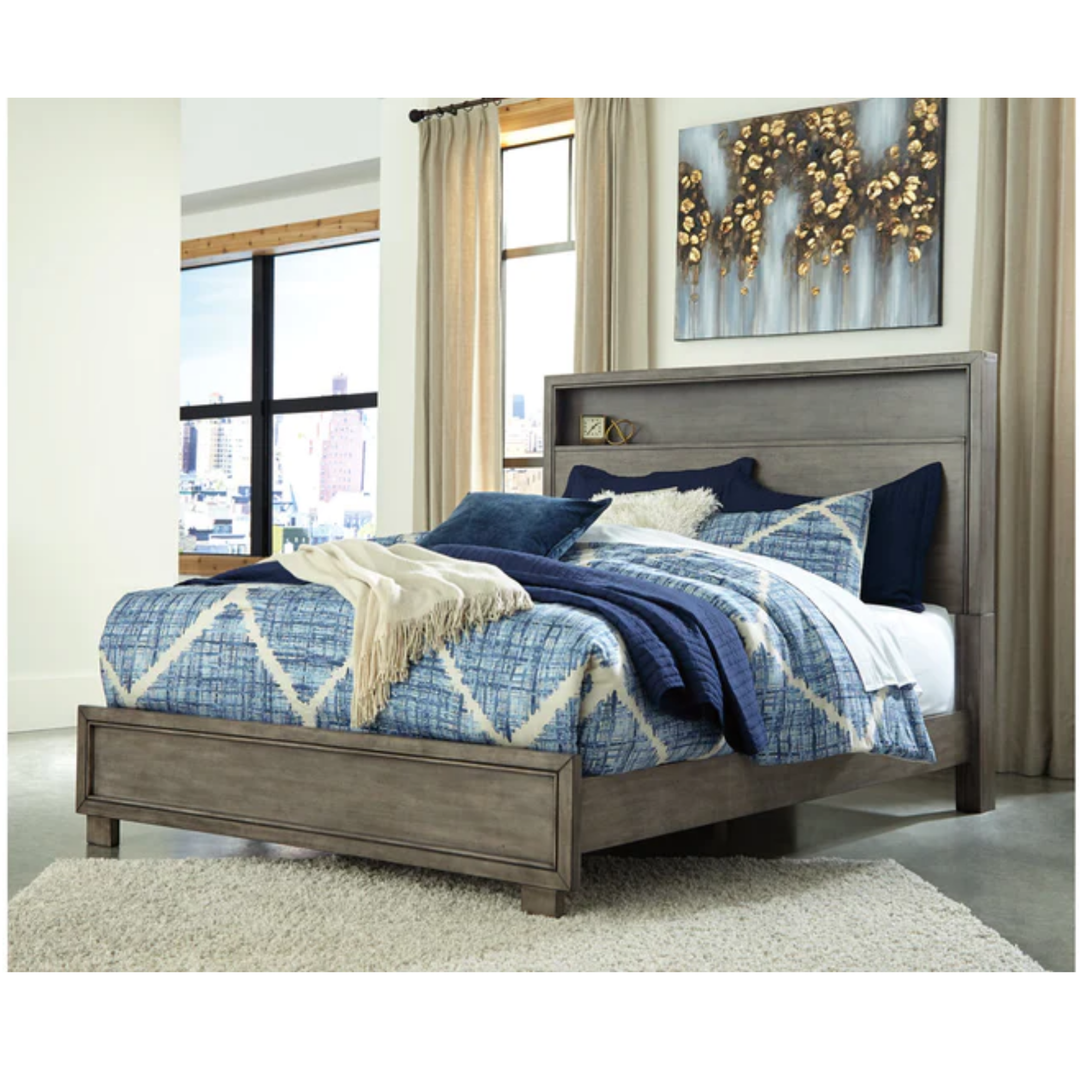 Arnett Gray King Bookcase Bed