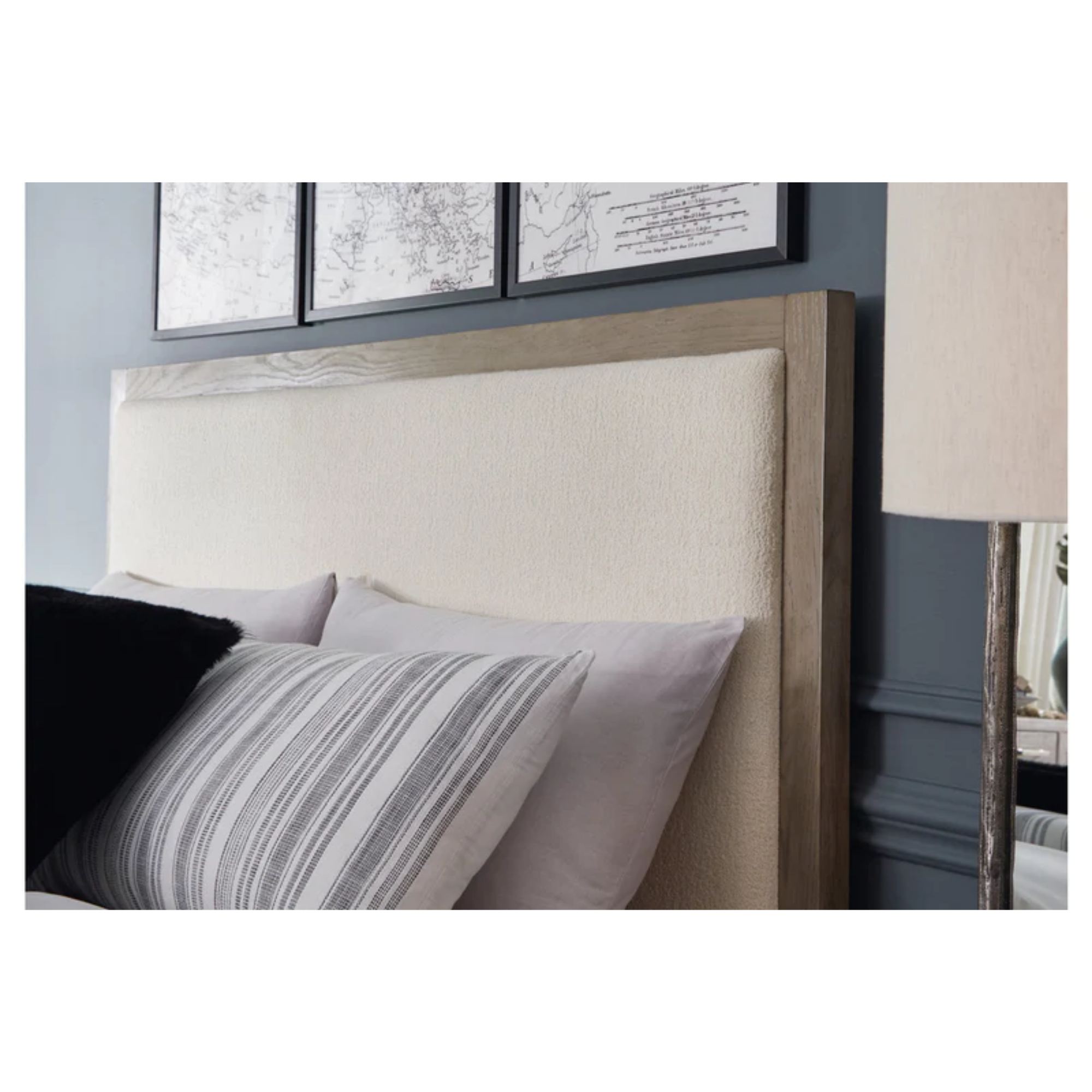 Chrestner Gray King Upholstered Panel Bed