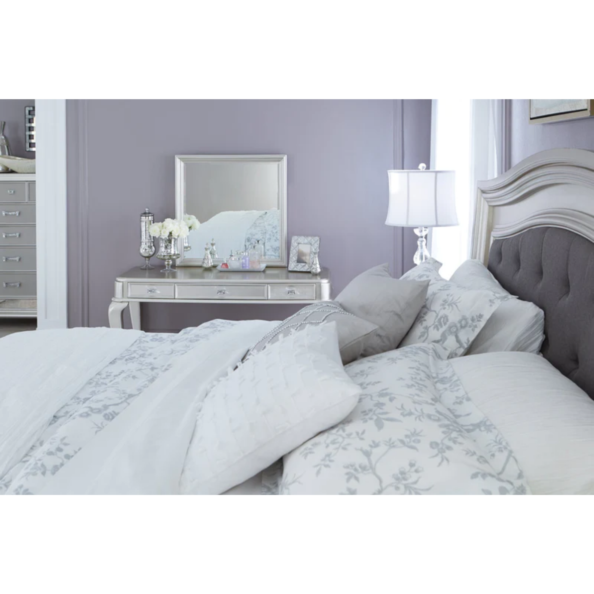 Coralayne Silver King Panel Bed