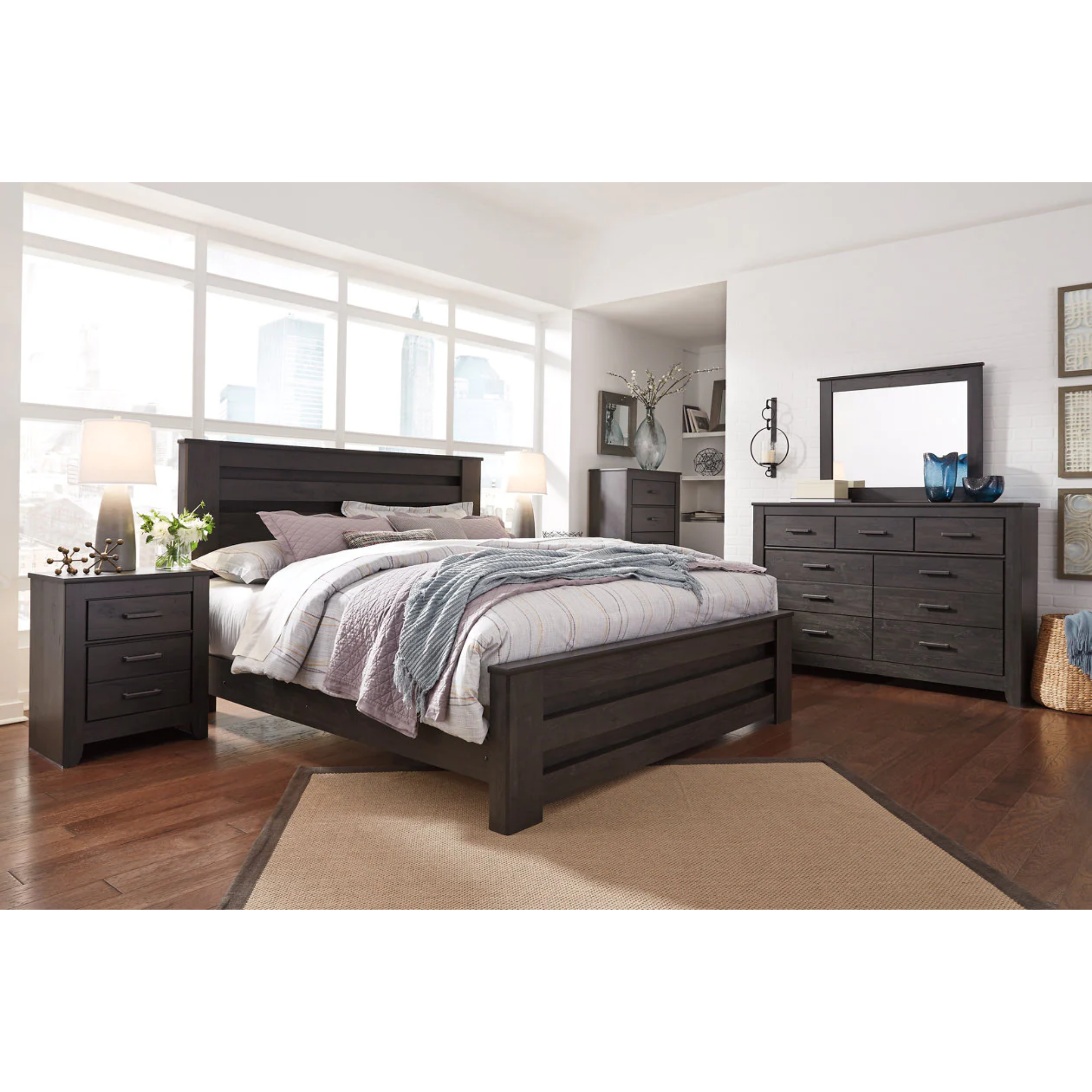 Brinxton Charcoal King Panel Bed