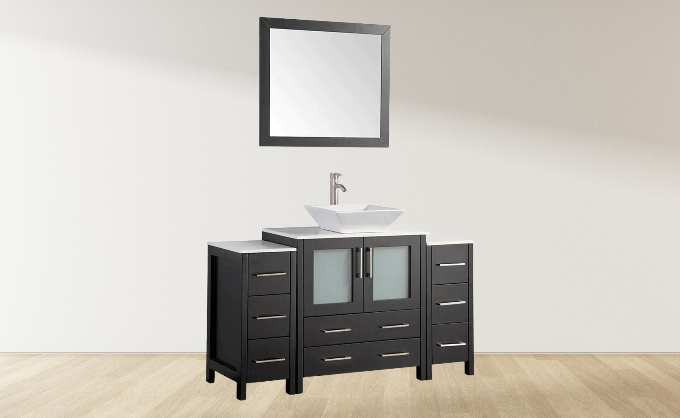 54 in. Single Sink Bathroom Vanity Combo Set in Espresso - Decohub Home