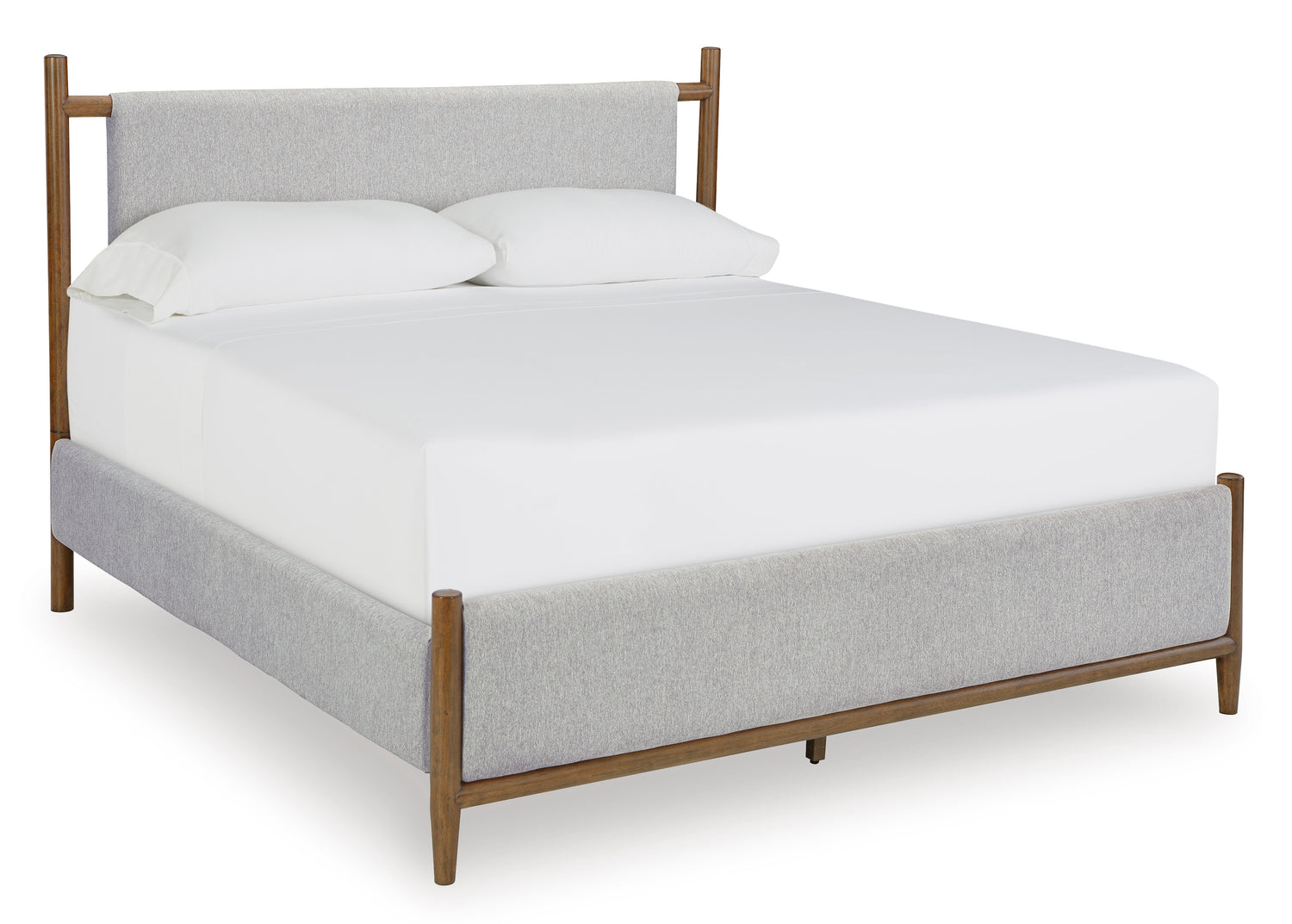 Cama Lyncott Brown Queen con paneles tapizados