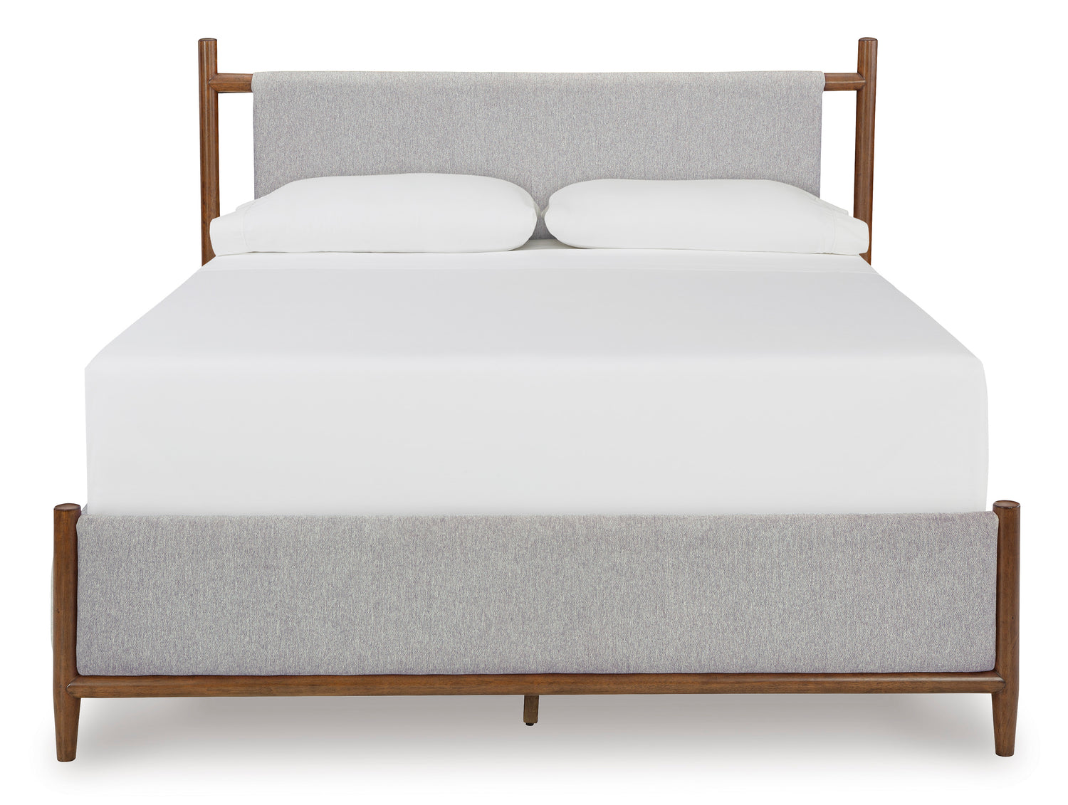 Cama Lyncott Brown Queen con paneles tapizados