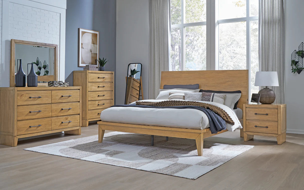 Sherbana Light Brown Platform Bedroom Set