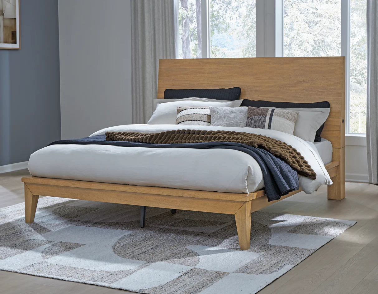 Sherbana Light Brown Platform Bedroom Set